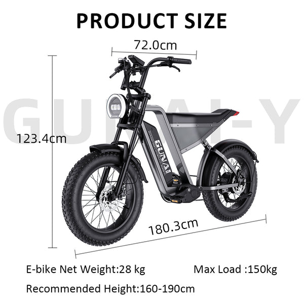 GUNAI-Y Moped Electric Bike for Adults 20 Inch Off-Road Dirt Electric Mountain Bike with 48V18AH Lithium-Ion Battery, 7-Speed Full Suspension 80-100KM Range
