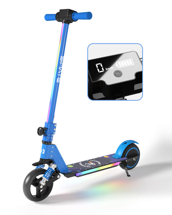 SIMATE S5 Electric Scooter for Kids Front Light and Pedal Lights, LED Display & Foldable, Top 14KM/H & 8KM Range Power by 130W Motor, Gifts for Kids, Teens  shipped in 15 days pre-sale