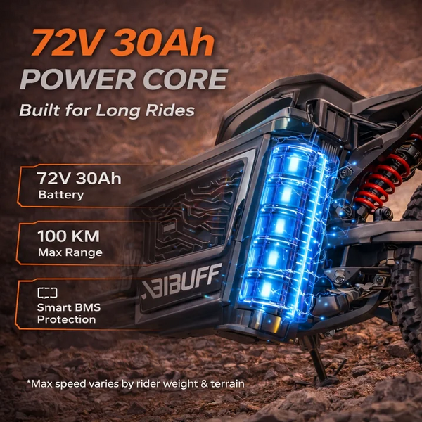 Vélo tout-terrain électrique GT600 72V 7500W en crête, moto tout-terrain 80 km/h avec batterie au lithium 30Ah, freins hydrauliques doubles, charge maximale de 170 kg, étanche IP54 - UL2849