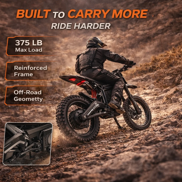 Vélo tout-terrain électrique GT600 72V 7500W en crête, moto tout-terrain 80 km/h avec batterie au lithium 30Ah, freins hydrauliques doubles, charge maximale de 170 kg, étanche IP54 - UL2849
