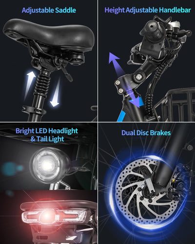 Ridstar 26Inch 2000W Folding Fat Tire Mountain Electric Bike-6