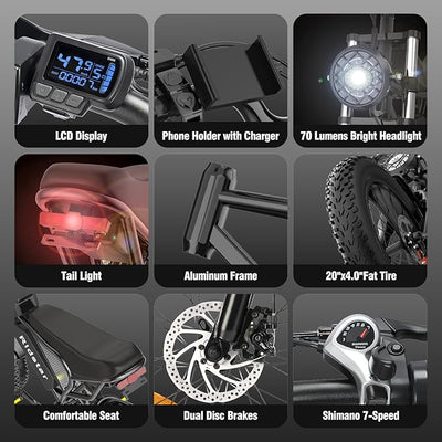 GTXR & Ridstar Q20 Lite 1000W Fat Tire Electric Motorcycles