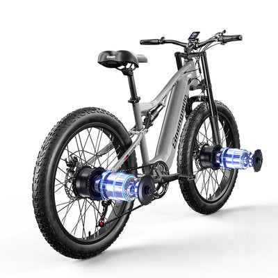 Vélo électrique Shengmilo S600 48V17.5AH 26 pouces 2000W à double moteur avec batterie lithium-ion SAMSUNG