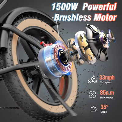 GTXR & Ridstar Q20 1500W 48V 20Ah Battery 20''Fat Tire Mountain Electric Bike for Adult